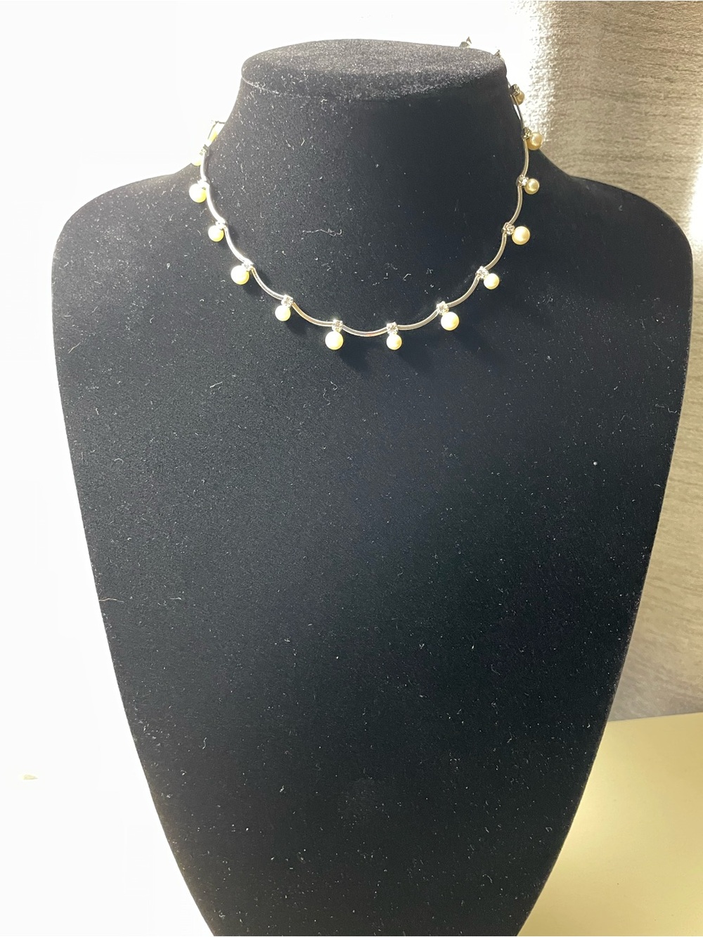 Monet2Sterling Silver Pearl Drop Choker Necklace - Elegant